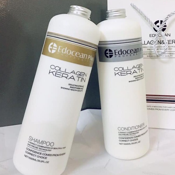 Cặp dầu gội xả Edocean Collagen Keratin Plus 500ml 1000ml