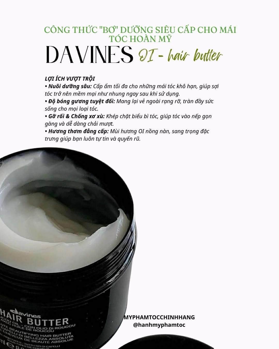 MẶT NẠ DAVINES OI HAIR BUTTER TRỊ LIỆU NUÔI DƯỠNG MỌI LOẠI TÓC 75ml 250ML 1000ml