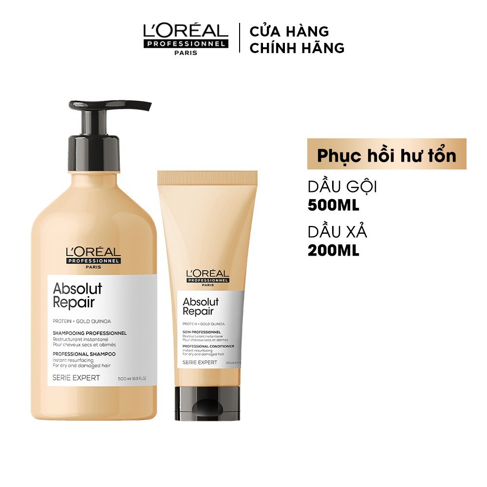 DẦU GỘI XẢ L'OREAL ABSOLUT REPAIR GOLD 500ML - 300ML - 200ML - 100ML