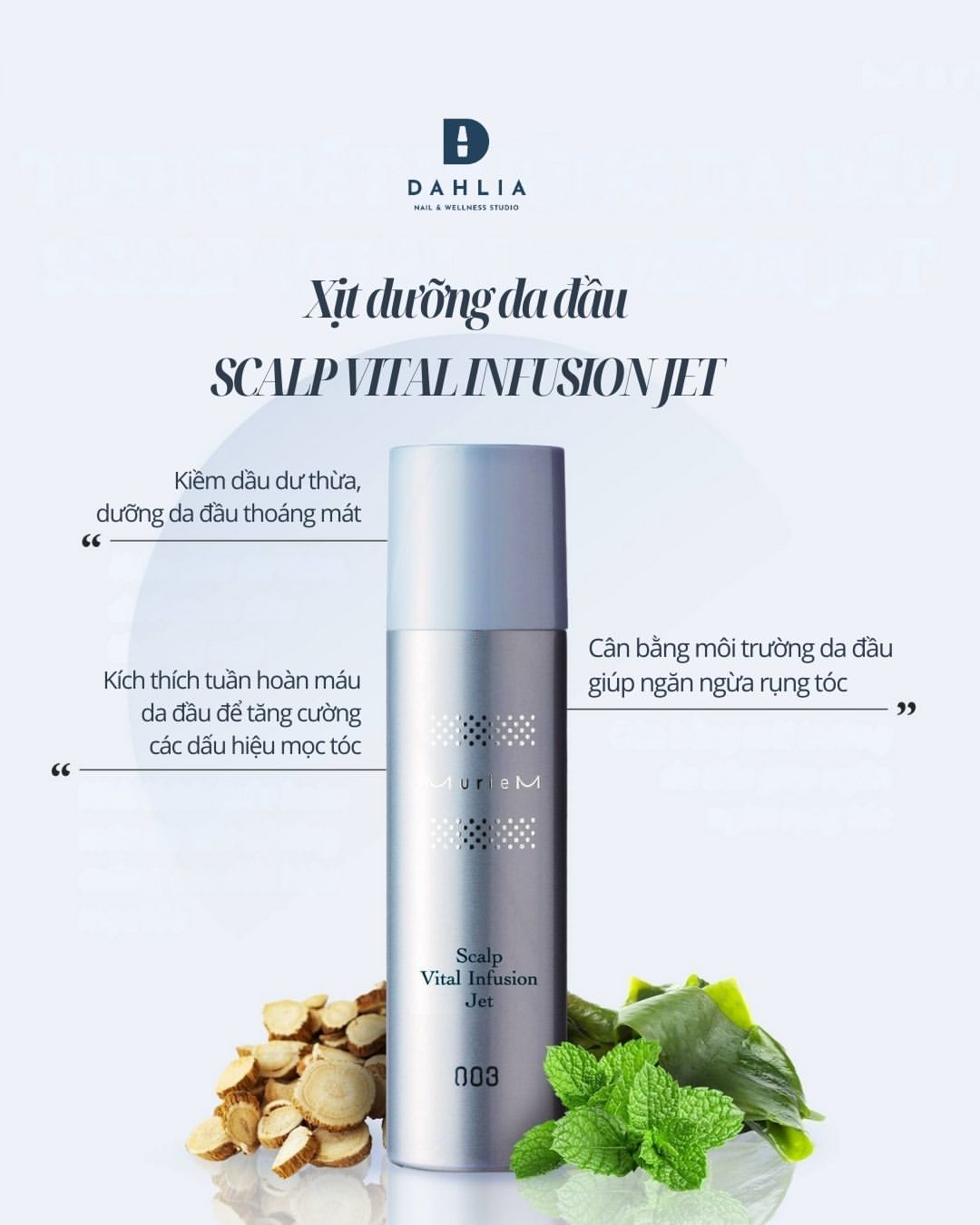 Xịt dưỡng da đầu 003 Muriem Crystal Scalp Vital Infusion Jet 160g