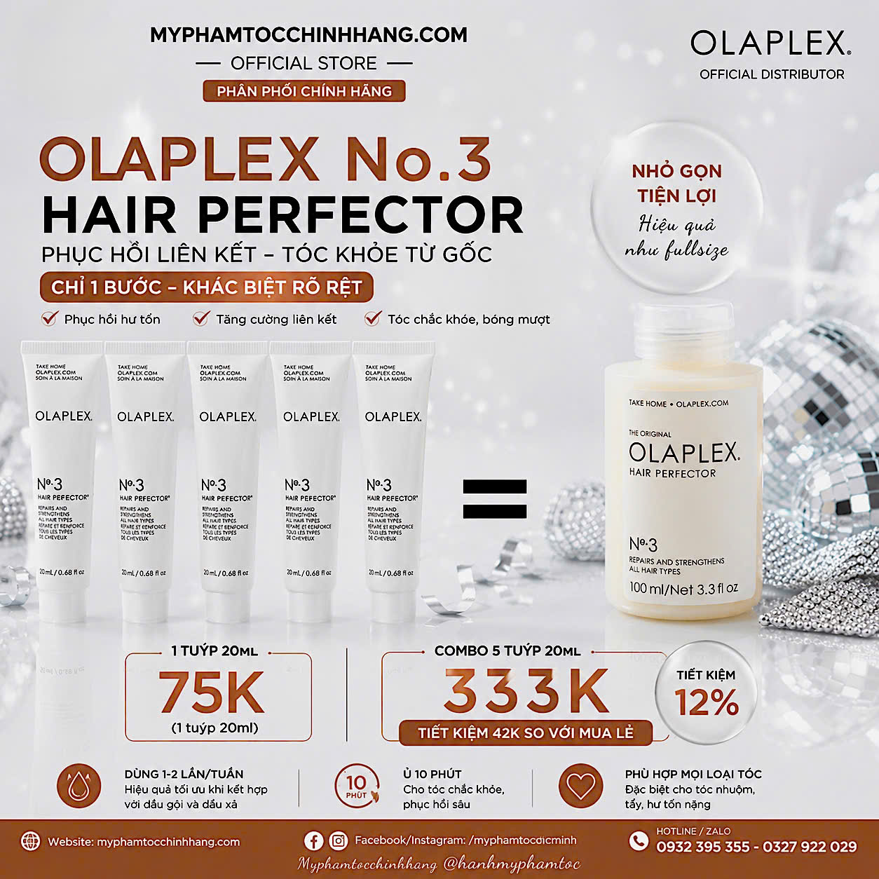 Kem ủ phục hồi tóc chuyên sâu Olaplex số 3 (Olaplex No.3 Hair Perfector) 20ml 100ml