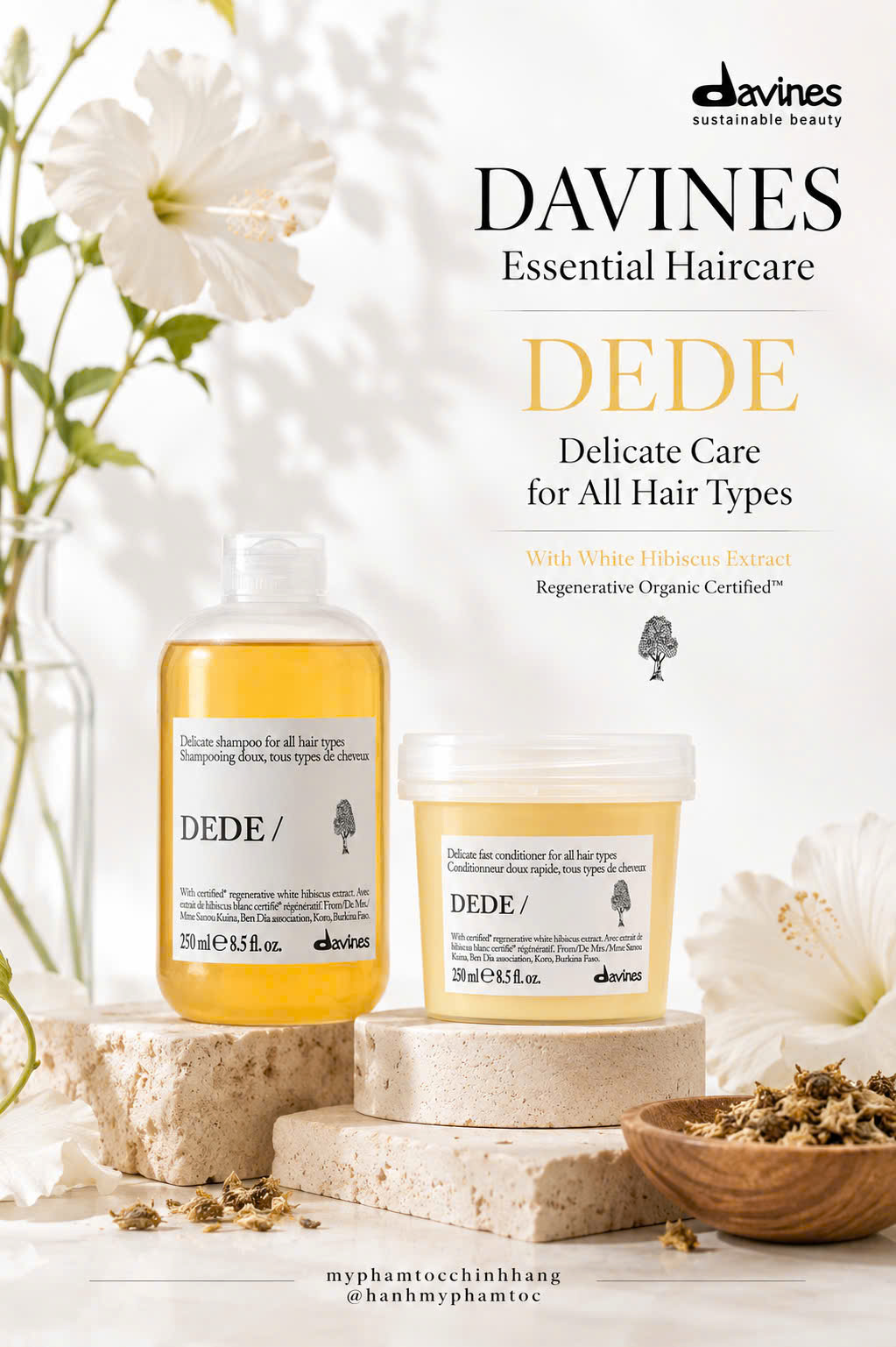 Dầu gội xả Davines DEDE làm sạch dịu nhẹ hàng ngày 250ml