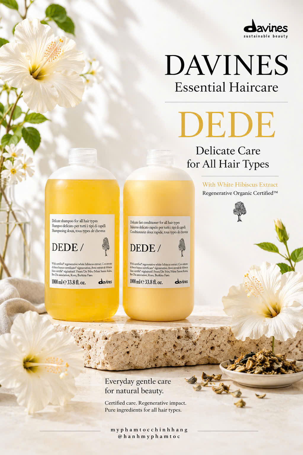 Dầu gội xả Davines DEDE làm sạch dịu nhẹ hàng ngày 250ml