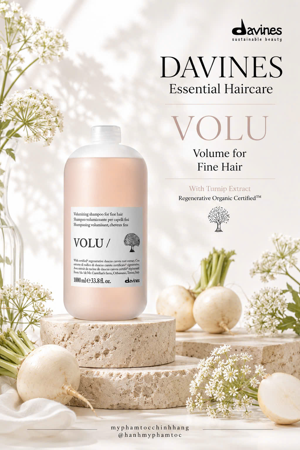 Dầu gội Davines VOLU tăng phồng cho tóc mảnh xẹp 250ml