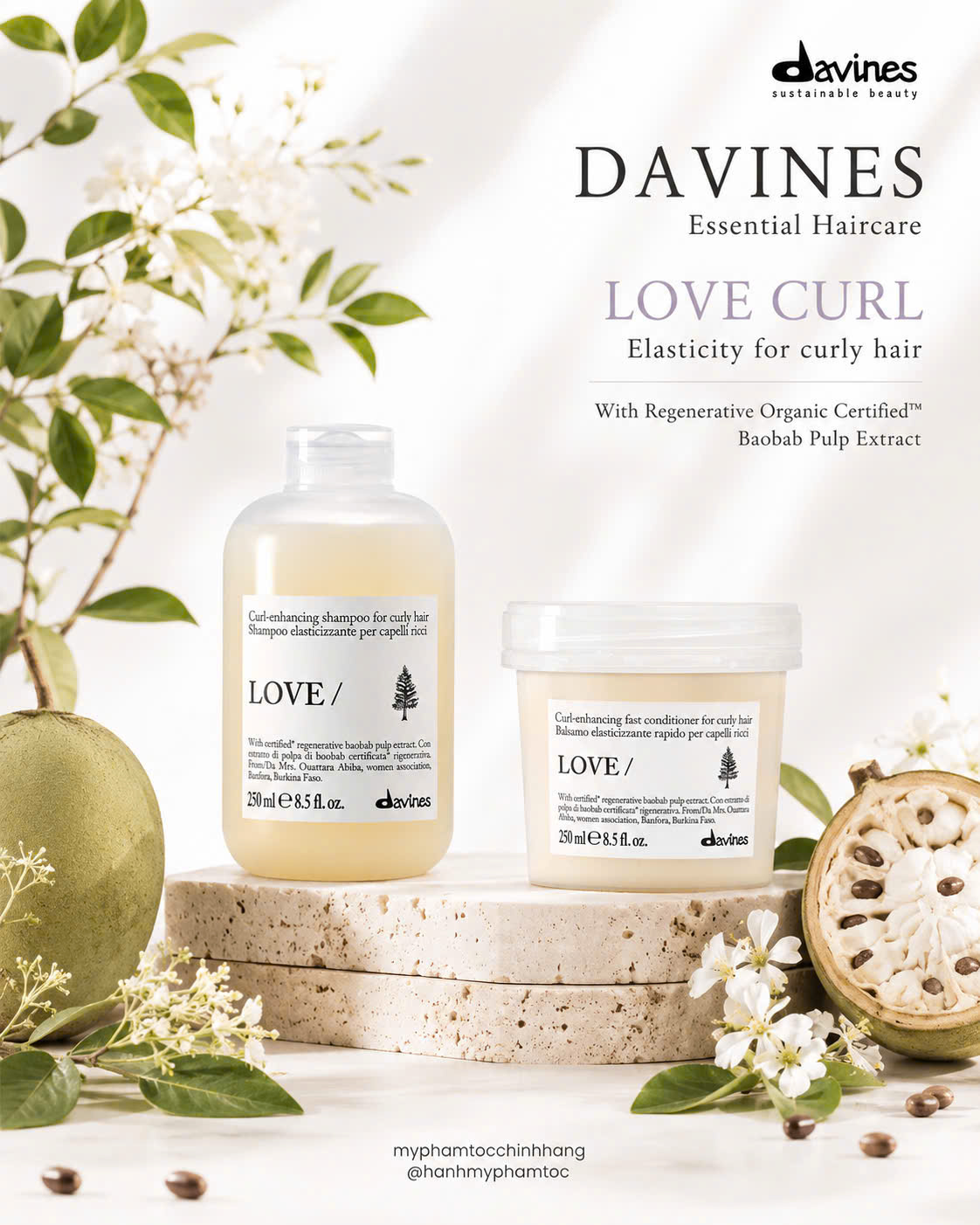 Dầu gội – dầu xả- Ủ cho tóc uốn xoăn Davines  Essential Haircare LOVE CURL