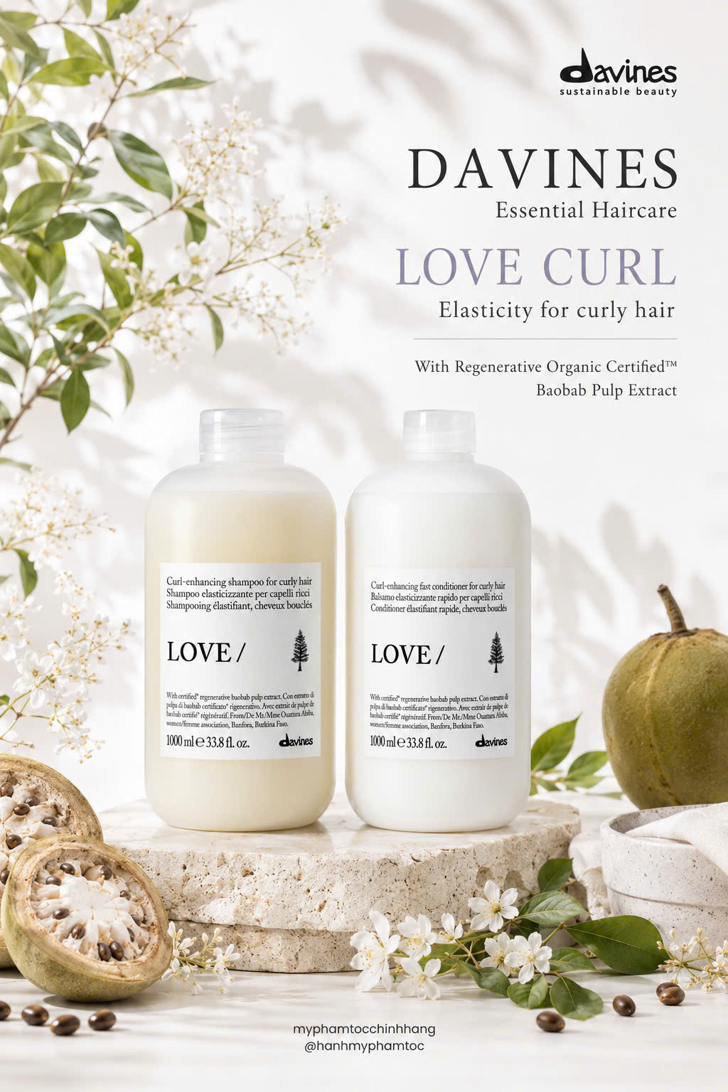 Dầu gội – dầu xả- Ủ cho tóc uốn xoăn Davines  Essential Haircare LOVE CURL