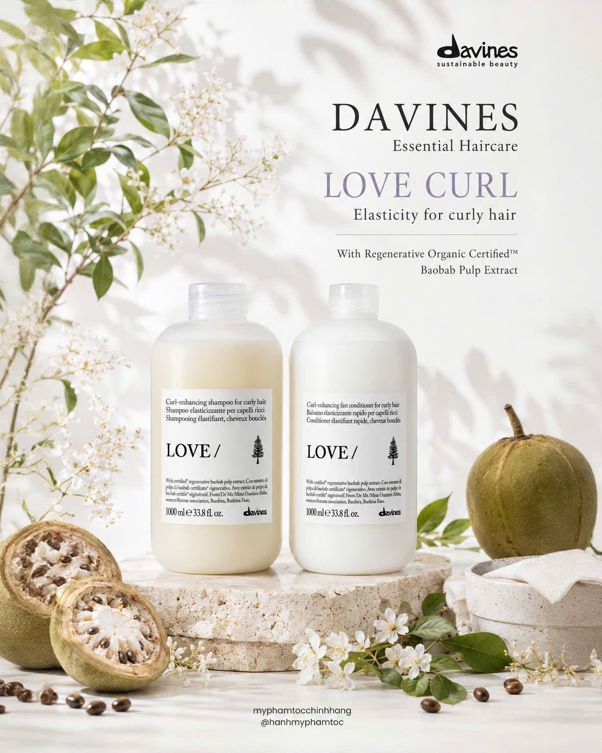 Dầu gội – dầu xả- Ủ cho tóc uốn xoăn Davines  Essential Haircare LOVE CURL
