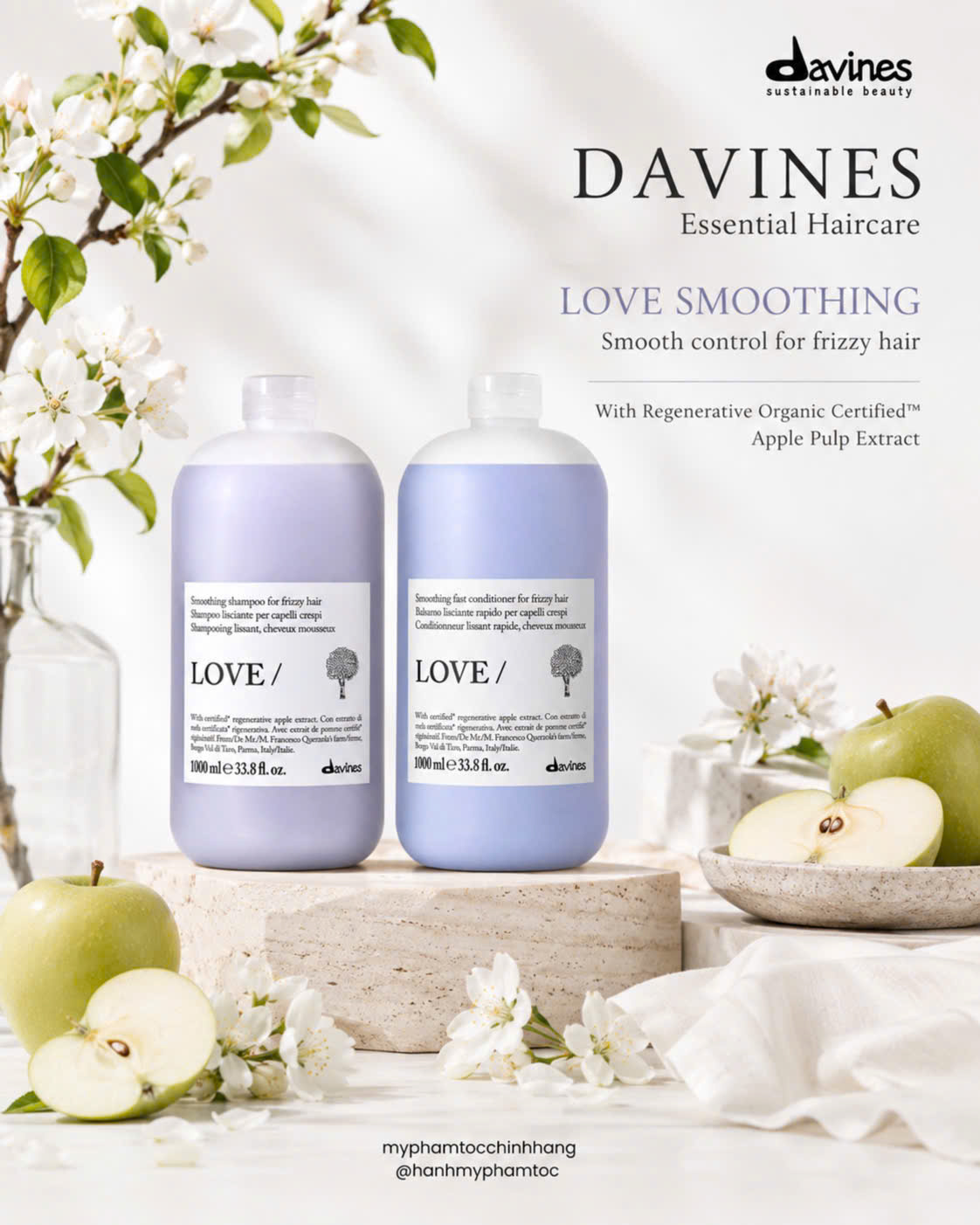 Dầu gội – dầu xả- Ủ làm suôn mượt tóc Davines Essential Haircare LOVE Smoothing