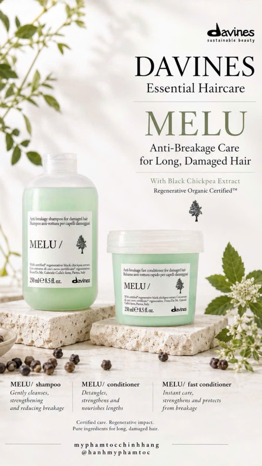 Dầu gội- Dầu xả Davines MELU giảm đứt gãy chẻ ngọn, dưỡng tóc chắc khoẻ 250ml