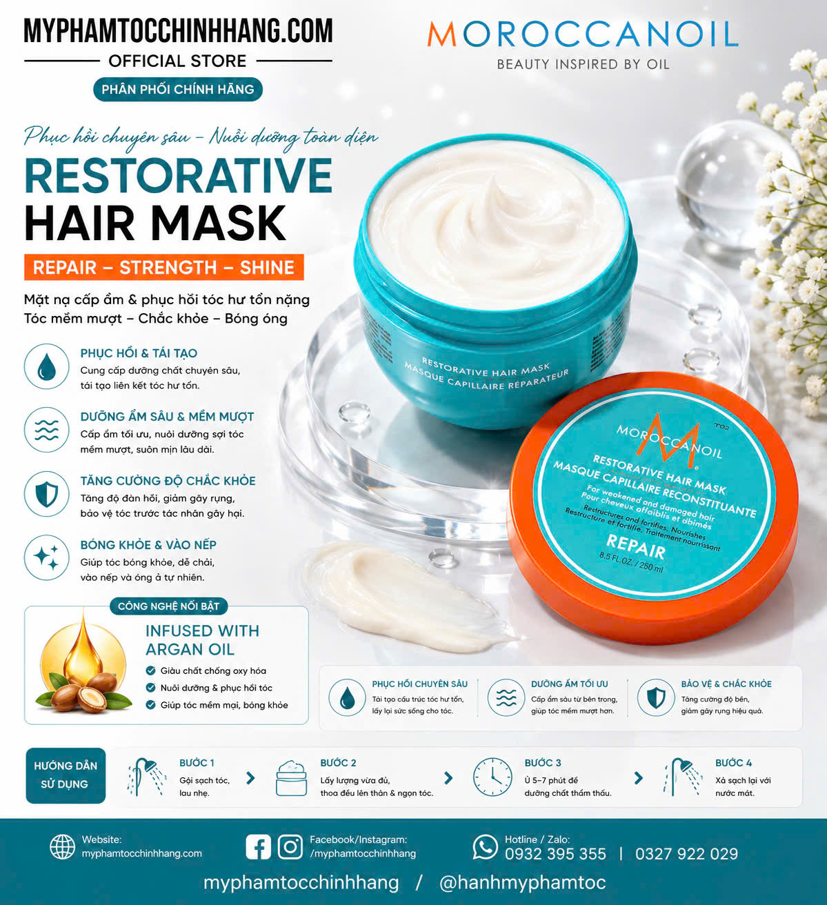 Mặt Nạ Phục Hồi Tóc Moroccanoil Restorative Hair Mask 250ML- 500ML