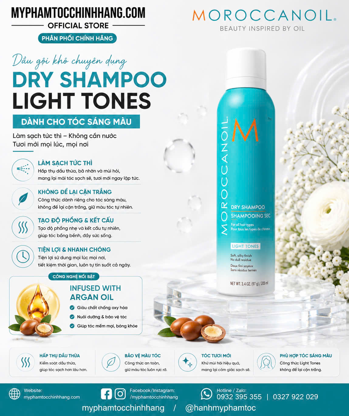 Dầu Gội Khô Moroccanoil Dry Shampoo 323ml