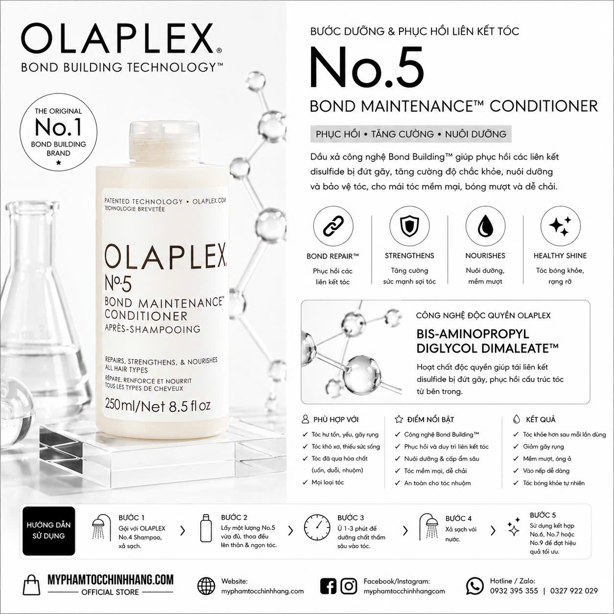 Bộ đôi dầu gội OLAPLEX No.4 và dầu xả OLAPLEX No.5