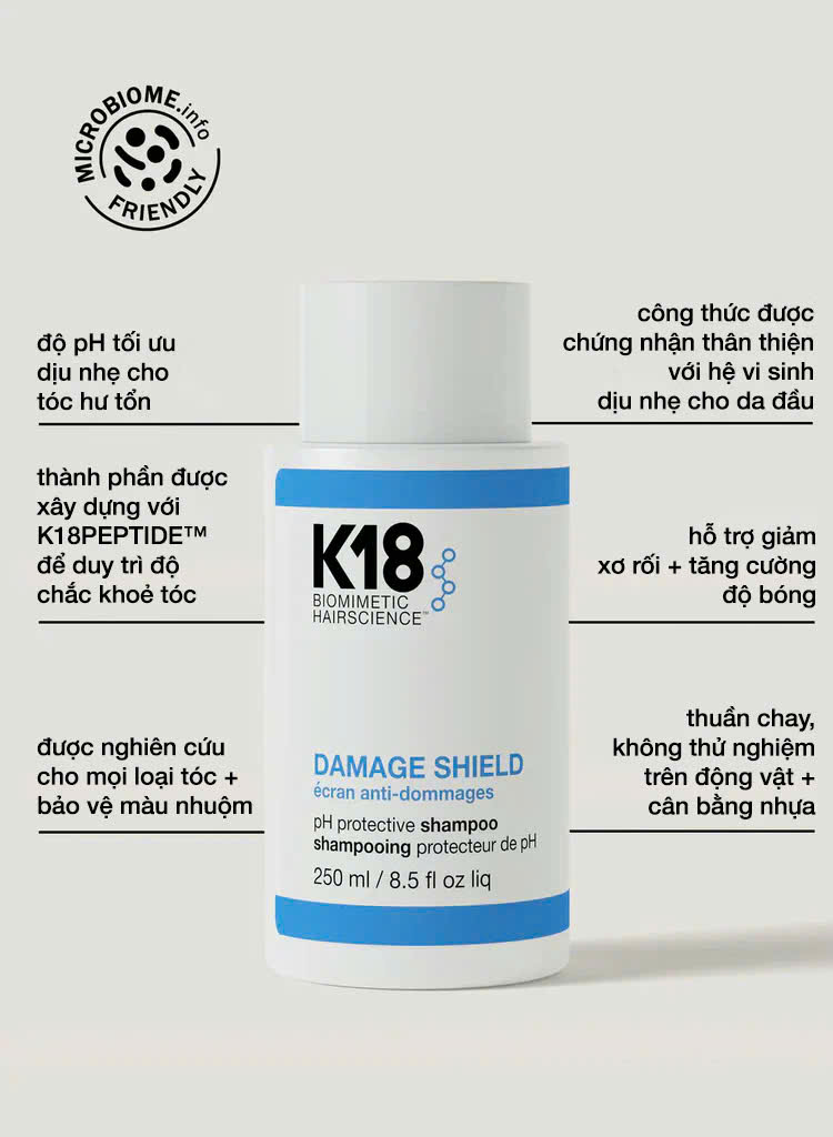 Gội xả K18 bảo vệ pH- DAMAGE SHIELD protective shampoo 250ML-930ML