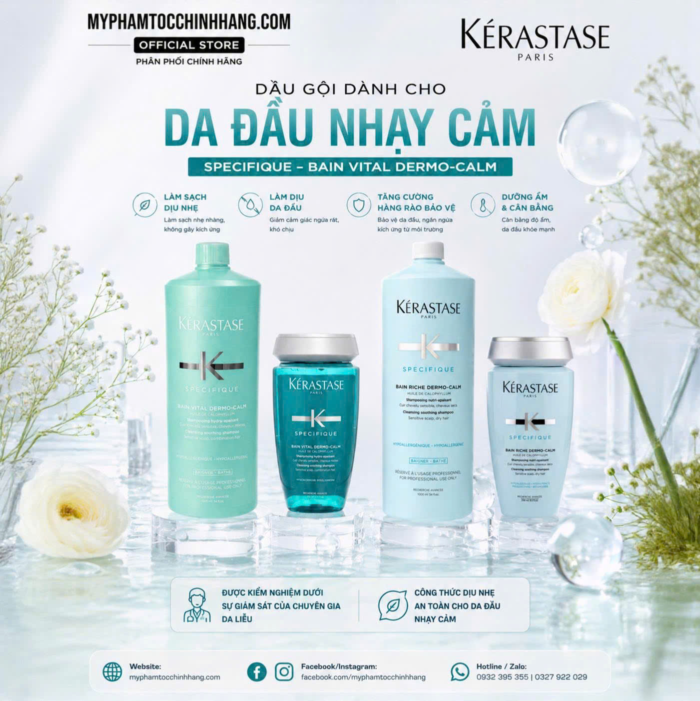 Dầu Gội Kérastase Spécifique Bain Dermo-Calm Cho Da Đầu Nhạy Cảm 250ml | 1000ml