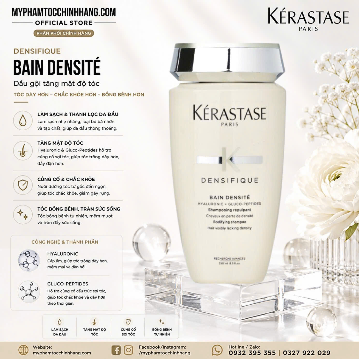 DẦU GỘI XẢ KERASTASE BAIN DENSITE LÀM DÀY TÓC 250ML