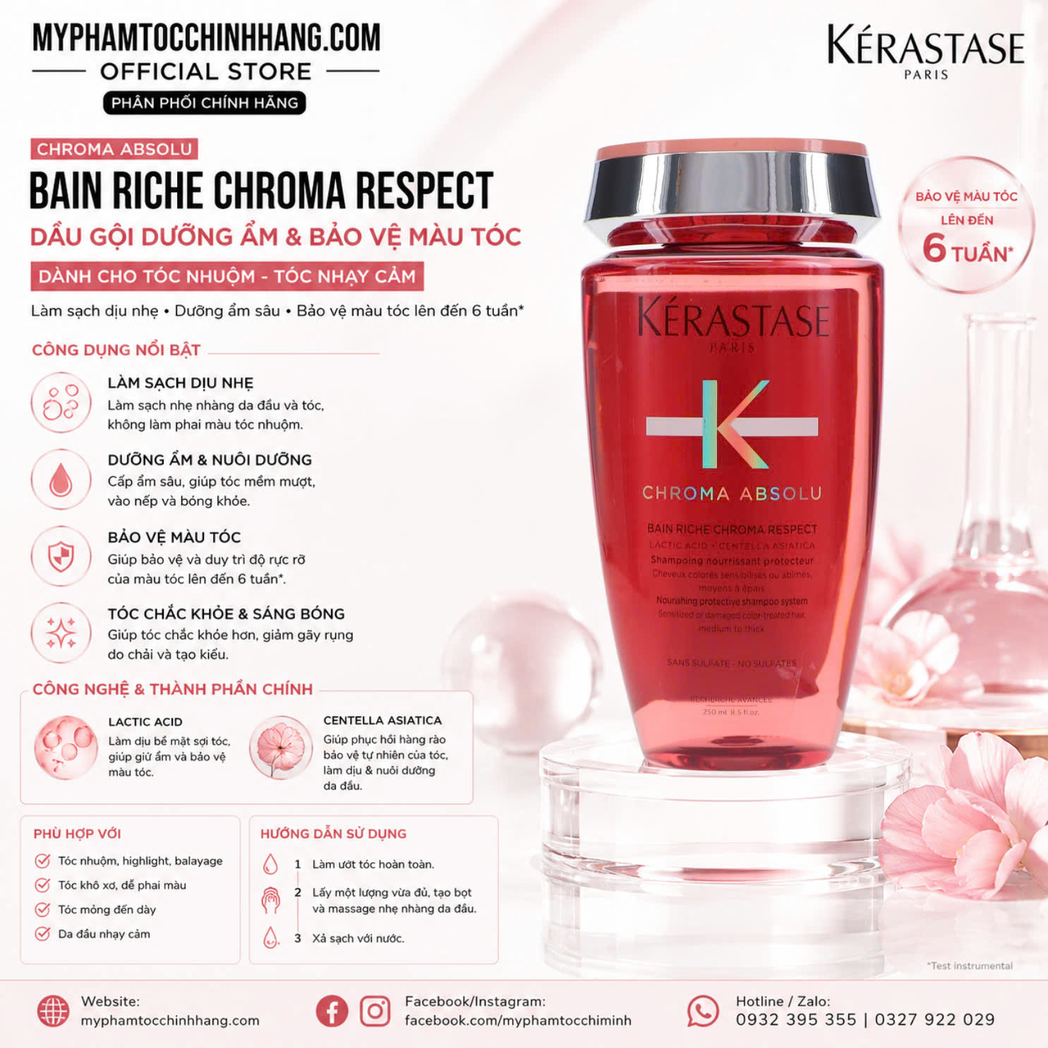 Dầu gội xả, măt nạ cho tóc nhuộm Kerastase Chroma Absolu Bain Riche Chroma Respect 250ml 200ml 1000ml