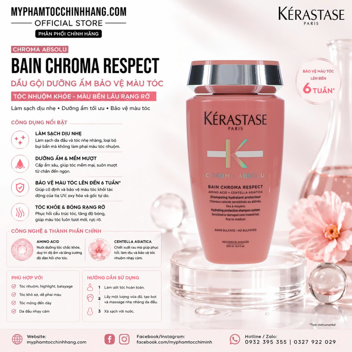 Dầu gội xả, măt nạ cho tóc nhuộm Kerastase Chroma Absolu Bain Riche Chroma Respect 250ml 200ml 1000ml