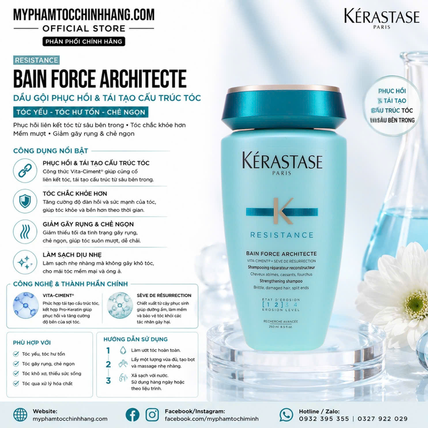 Bộ sản phẩm phục hồi tóc hư tổn Kérastase Résistance