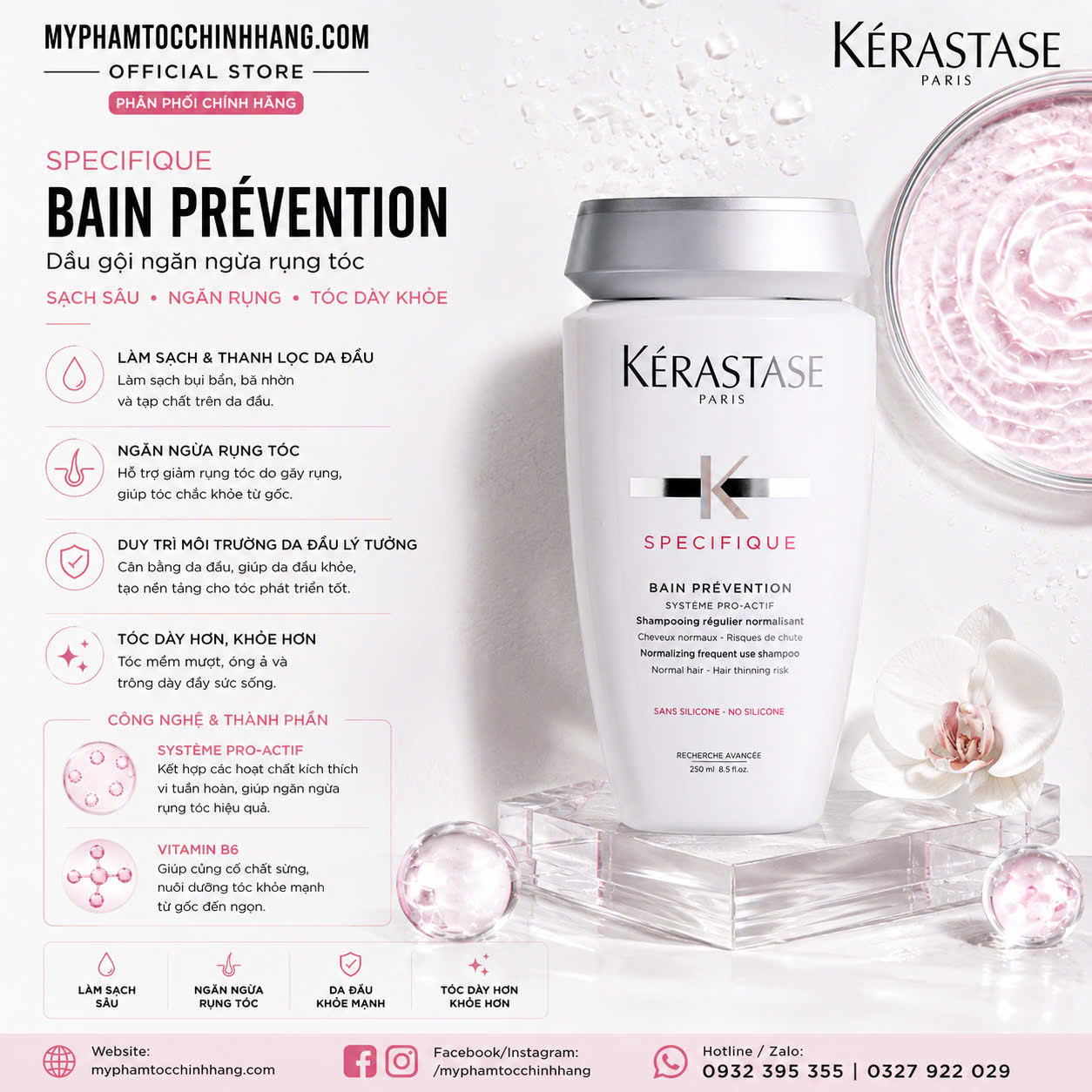 Dầu gội ngăn rụng tóc Kérastase Spécifique Bain Prévention Shampoo
