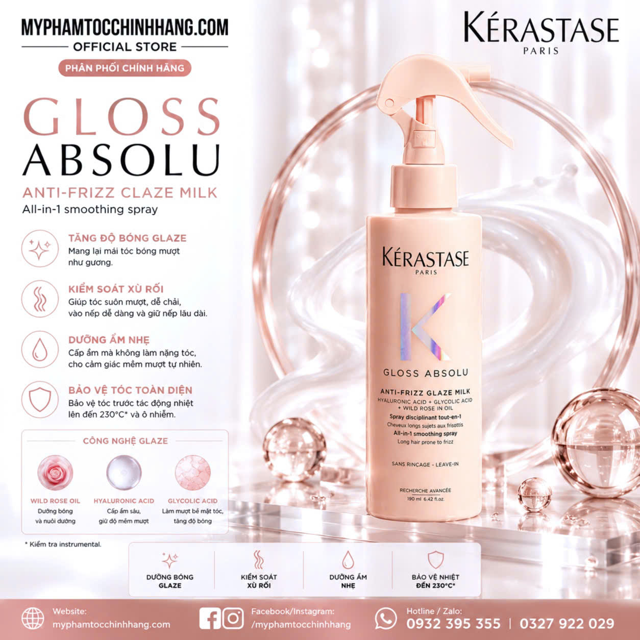 Xịt dưỡng tóc Kérastase Gloss Absolu Anti-Frizz Glaze Milk 190ml