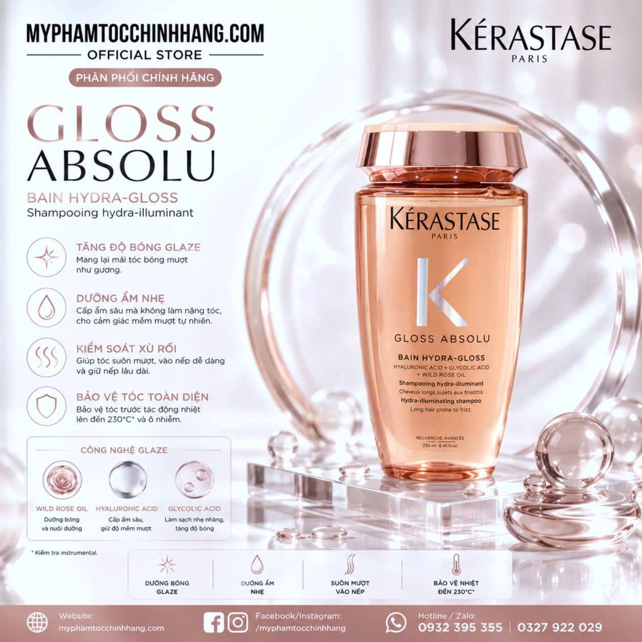 DẦU GỘI XẢ KERASTASE GLOSS ABSOLU DƯỠNG ẨM BÓNG MƯỢT CHO TÓC DẦU 250ML 500ml 1000ml