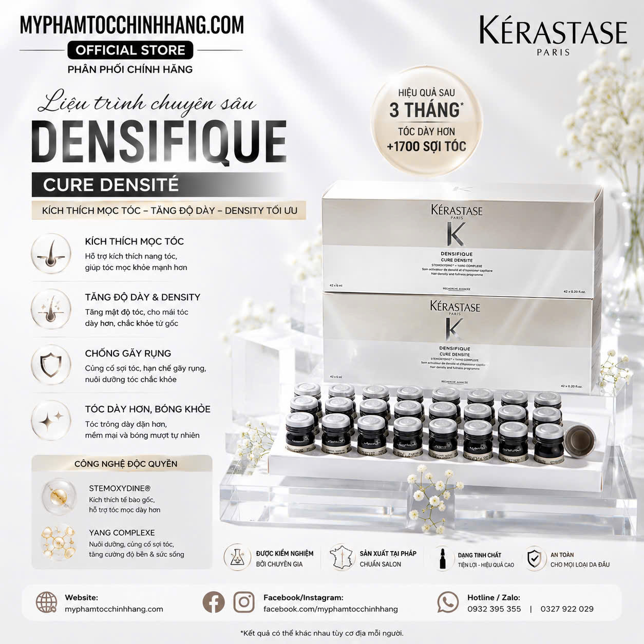 Tinh chất Kérastase Densifique Cure Densité hỗ trợ tăng mật độ tóc, kích mọc tóc 10x 6ml hoặc 42 x6ml