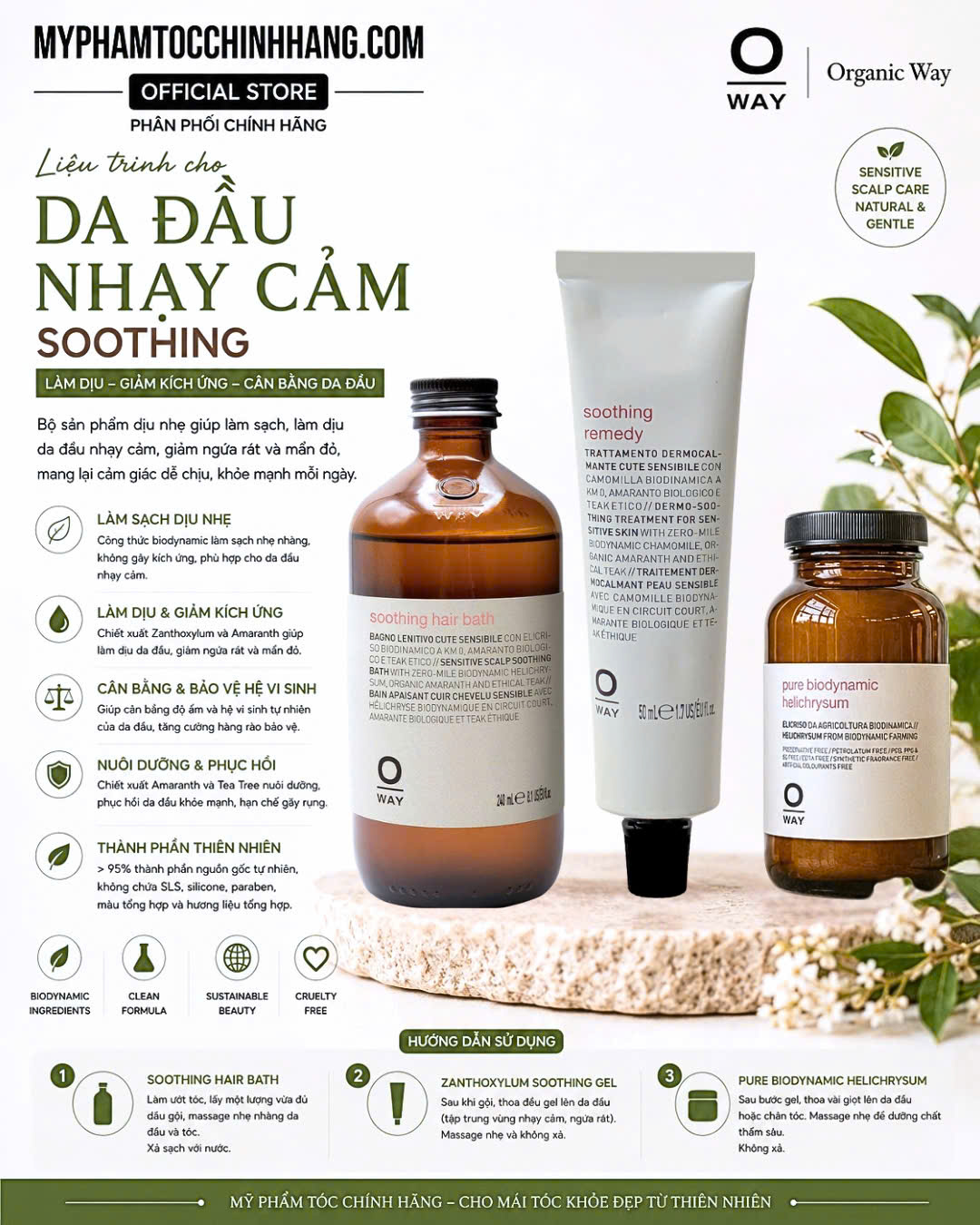 Dầu Gội Làm Dịu Da Đầu Oway Soothing Hair Bath 240ml/ 950ml
