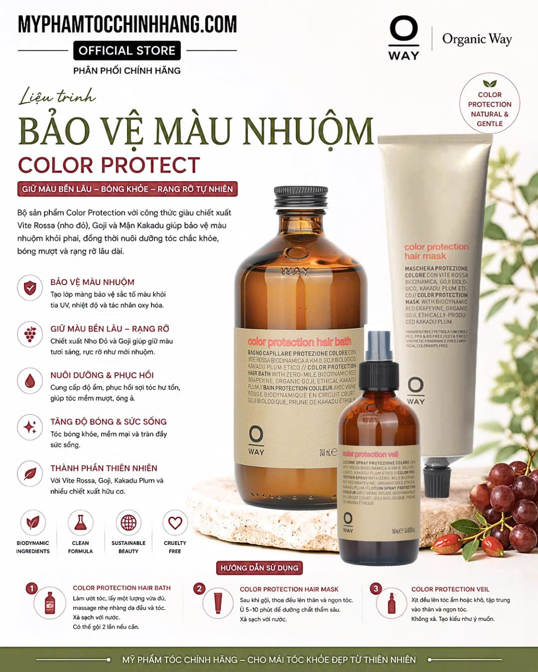 Dầu Gội và mặt nạ Bảo Vệ Màu Nhuộm Oway  Color Protection 240ml - 950ml