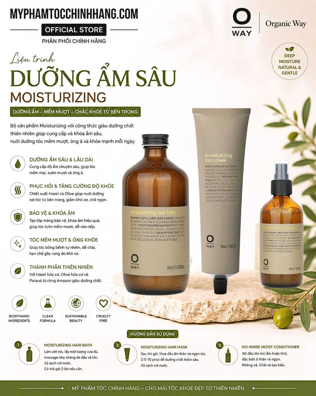 Dầu Gội và mặt nạ Dưỡng Ẩm Oway Moisturizing Hair 240ml/ 950ml/ 500ml
