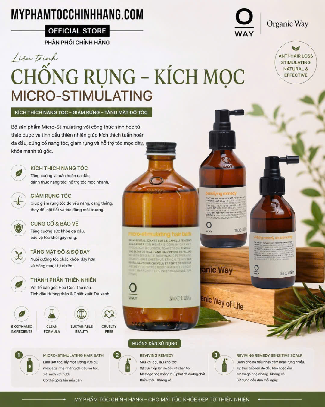 Dầu Gội Chống Rụng Tóc OWAY Micro-Stimulating Hair Bath 240ml/ 950ml