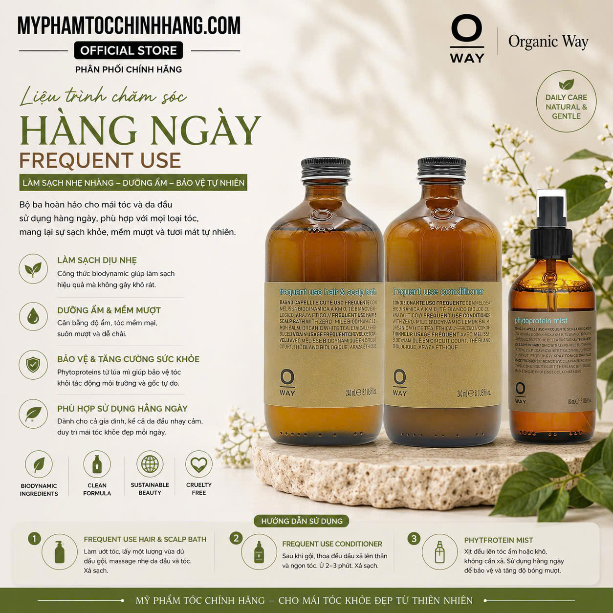 Dầu Gội & Dầu Xả Hằng Ngày Oway daily Frequent Use Hair & Scalp Bath + Oway Frequent Use Conditioner