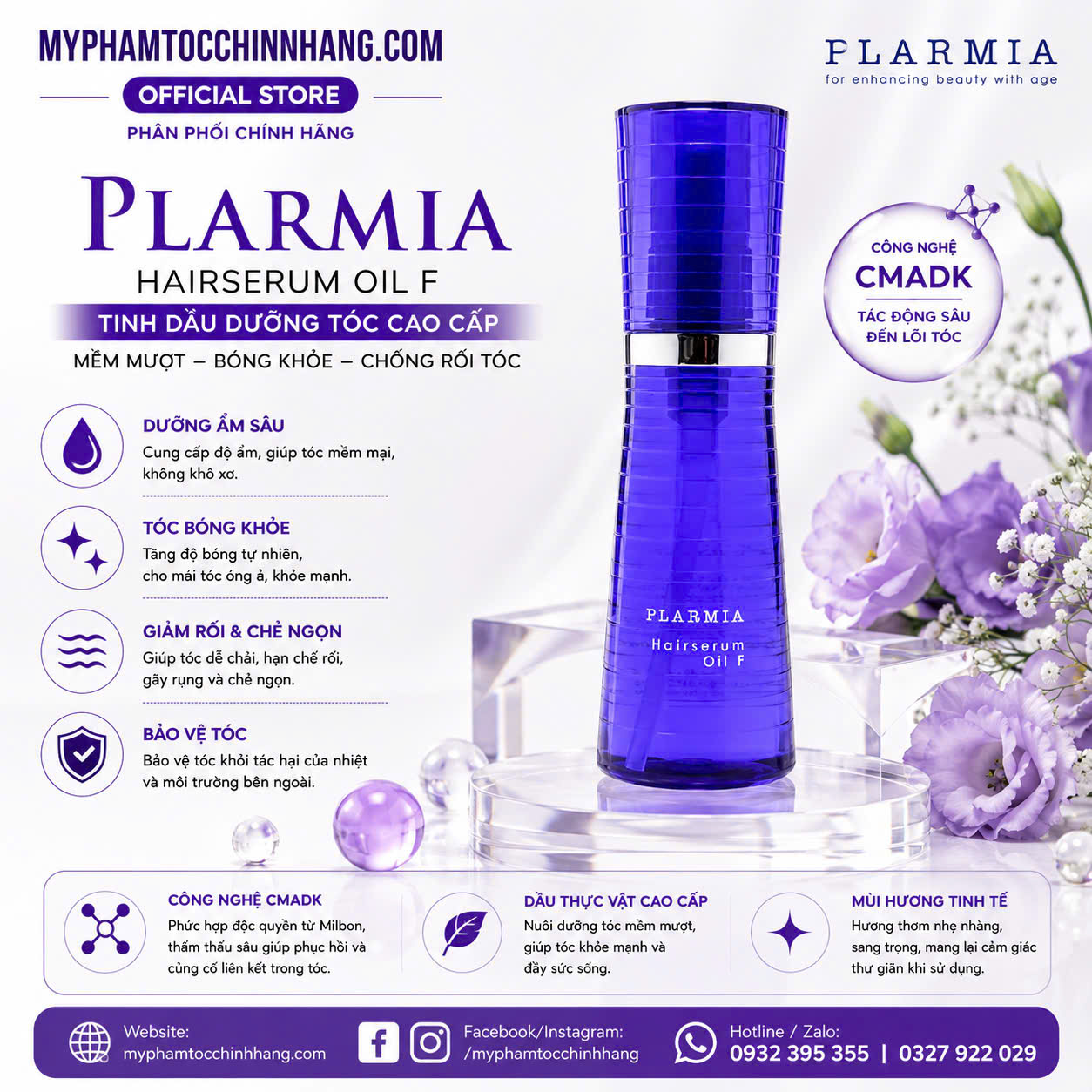 Tinh dầu dưỡng tóc Milbon Plarmia Hairserum Oil F 120ml