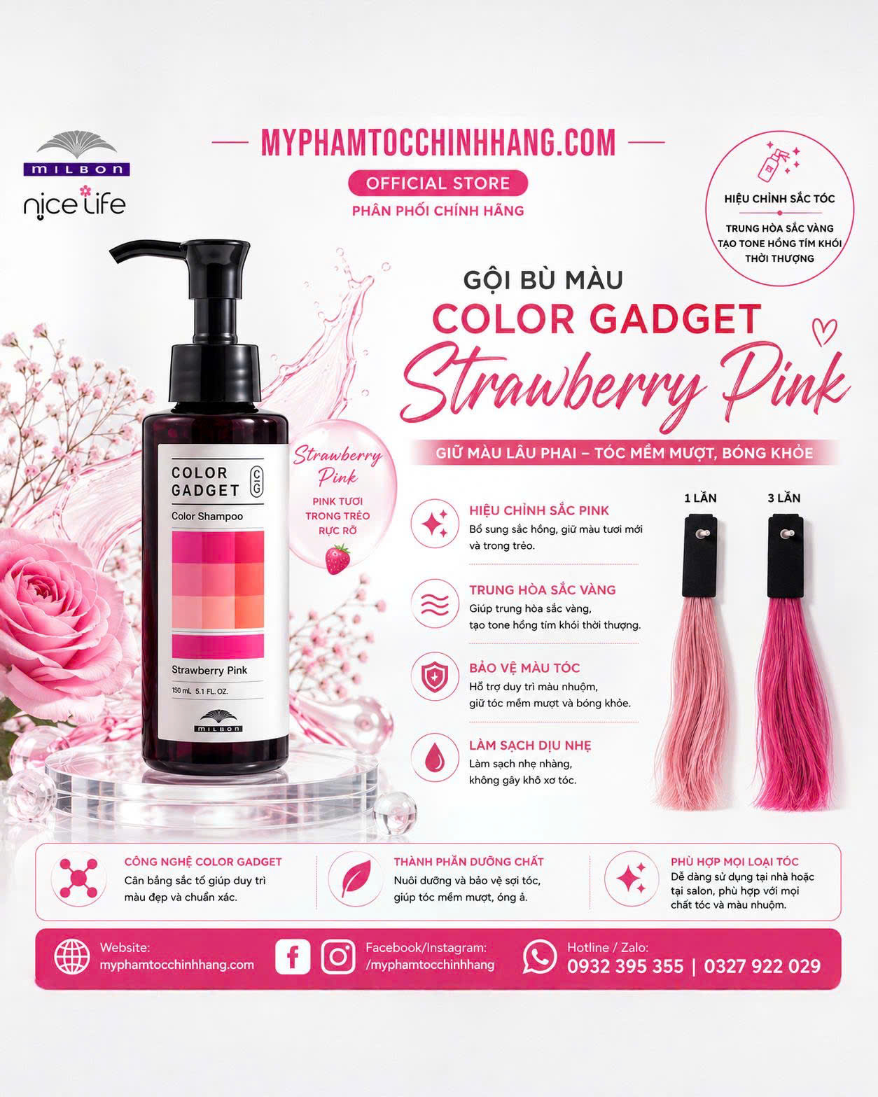 Dầu gội bù màu Milbon Color Gadget shampoo 150ml