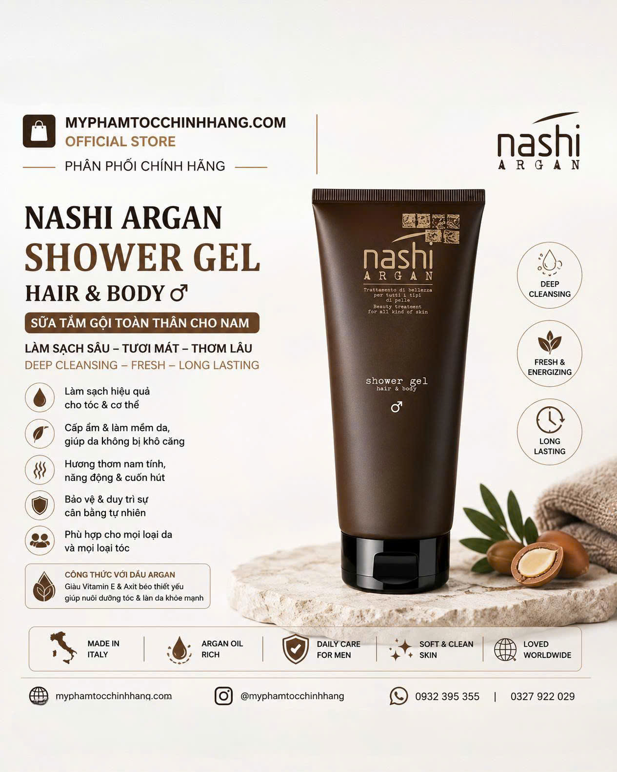 Tắm gội toàn thân Nashi Argan Shower Gel 200ml