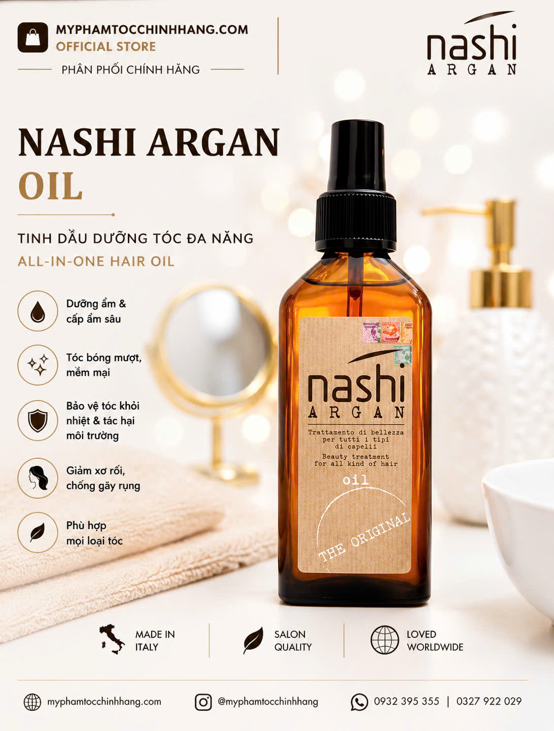 Tinh dầu dưỡng tóc Nashi Argan oil 30ml/ 100ml