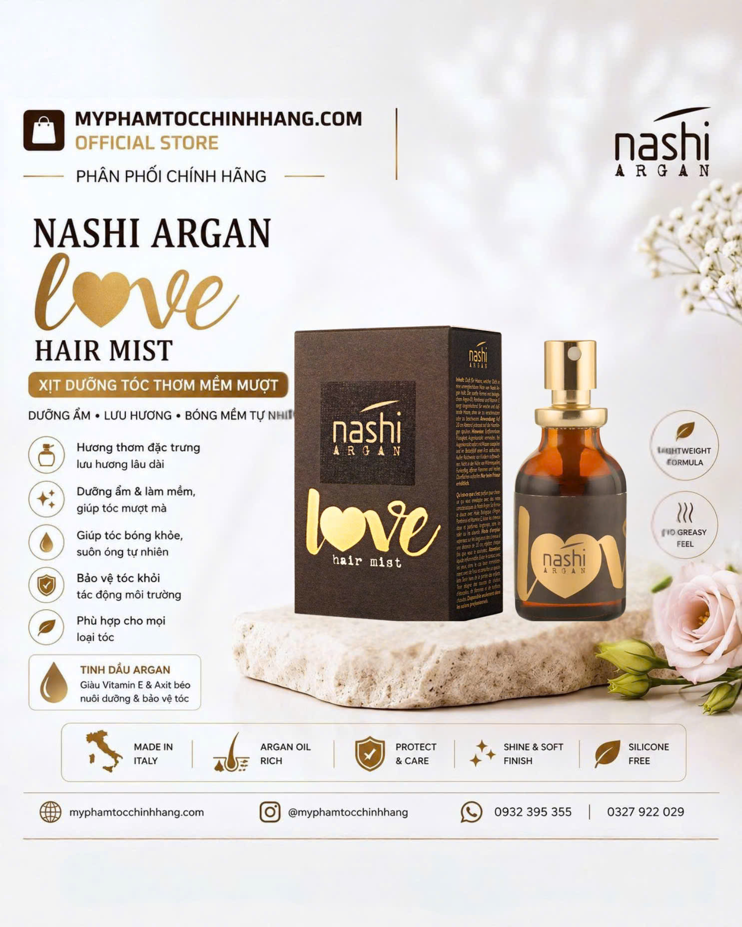 Xịt thơm tóc Nashi Argan Love - Nashi Argan Love Hair Mist 20ml