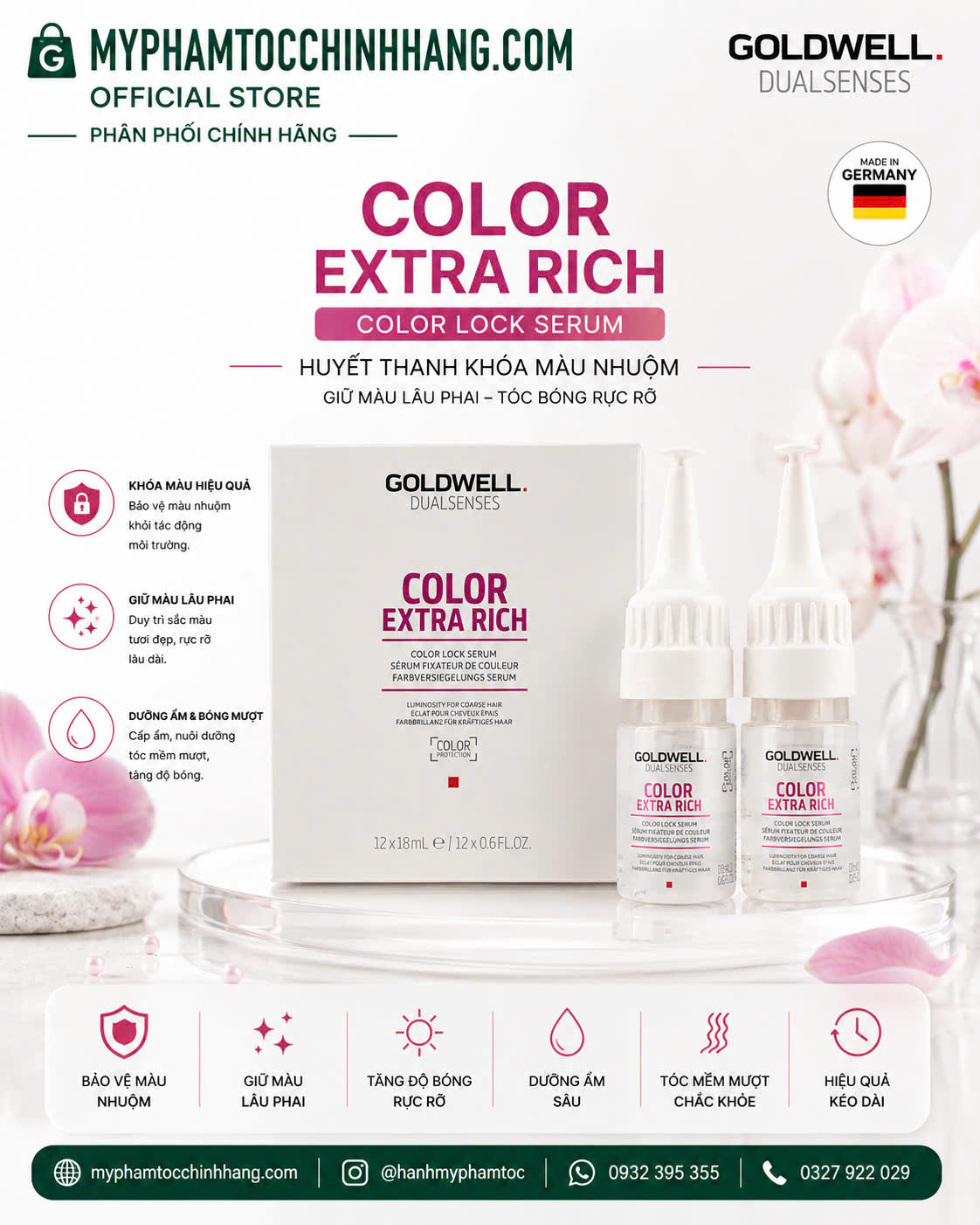 Huyết thanh dưỡng tóc chuyên sâu Goldwell Dualsenses Rich Repair 18ml (Goldwell Dualsenses Rich Repair Intensive Conditioning Serum)