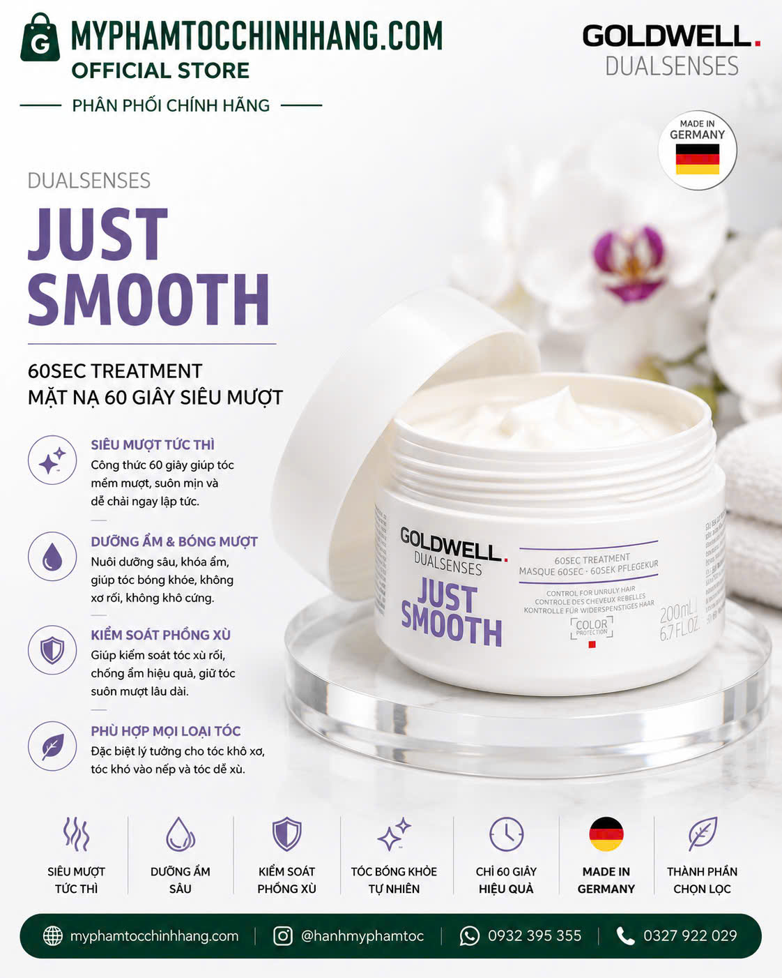 Mặt nạ tóc Goldwell 60 giây (Goldwell Dualsenses 60sec Treatment) 200ml - 500ml