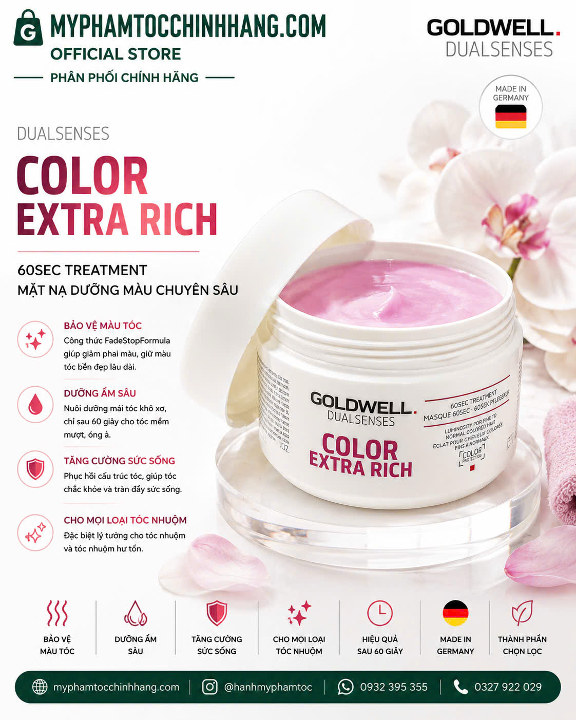 Mặt nạ tóc Goldwell 60 giây (Goldwell Dualsenses 60sec Treatment) 200ml - 500ml