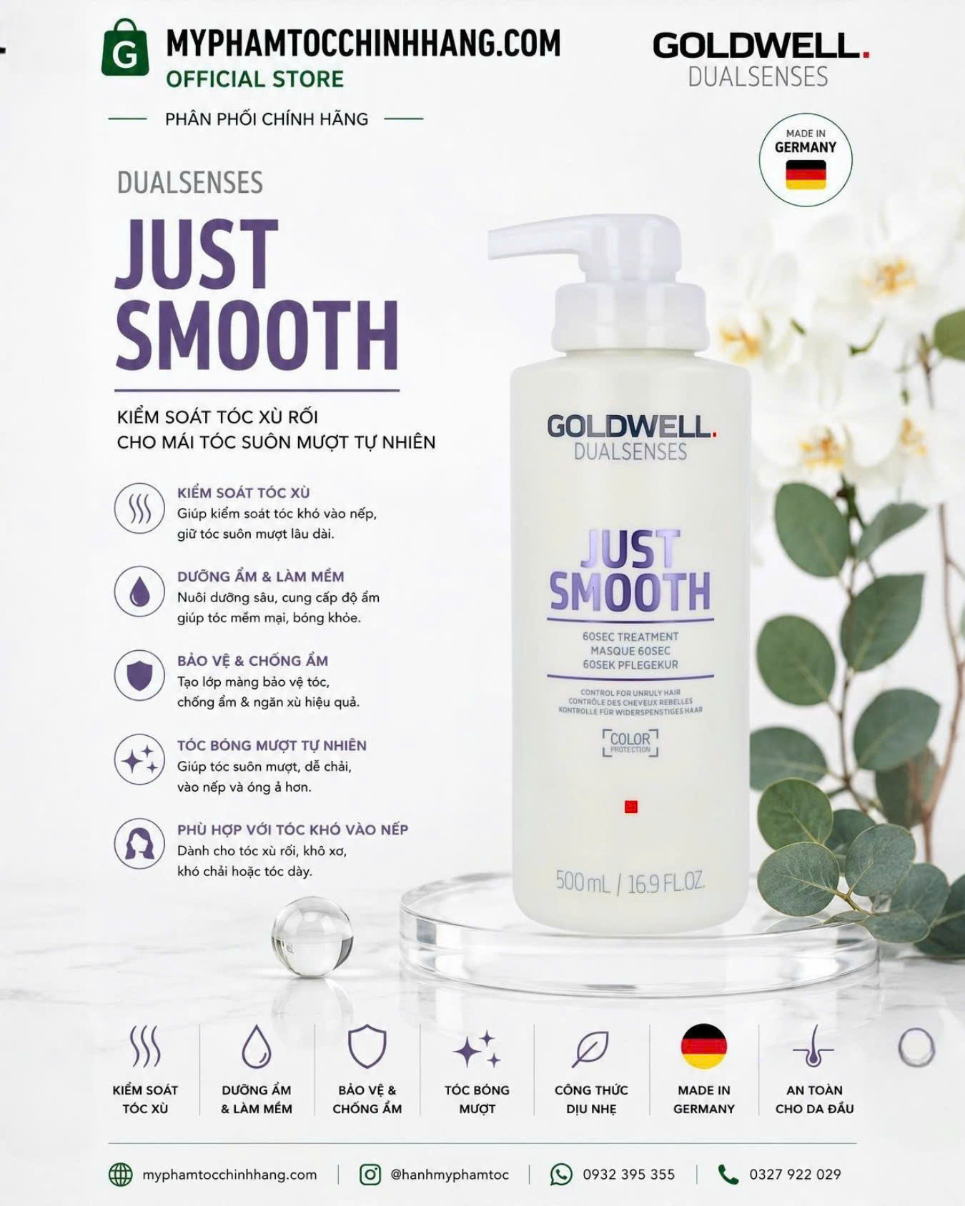 Mặt nạ tóc Goldwell 60 giây (Goldwell Dualsenses 60sec Treatment) 200ml - 500ml