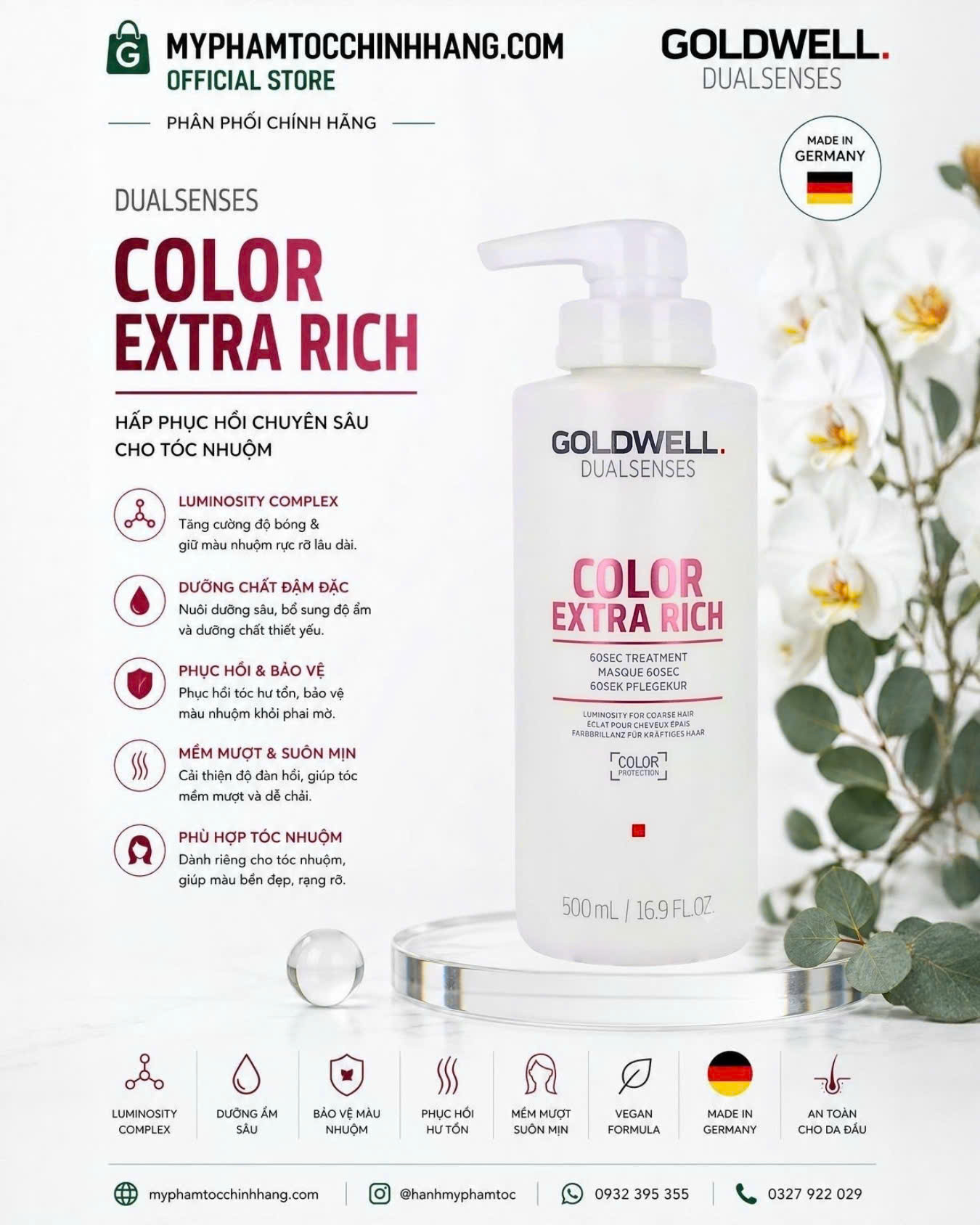 Mặt nạ tóc Goldwell 60 giây (Goldwell Dualsenses 60sec Treatment) 200ml - 500ml