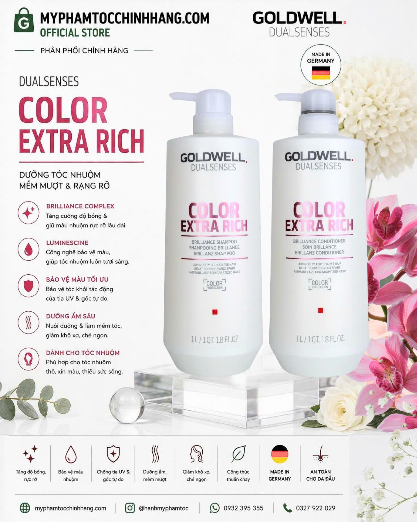 Dầu gội xả giữ màu nhuộm Goldwell Dualsenses Color Extra Rich Brilliance Shampoo & Conditioner