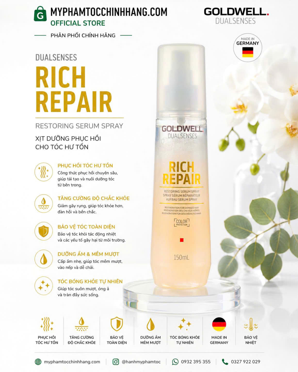 Xịt dưỡng tóc Goldwell Dualsenses Leave-In Serum Spray 150ml