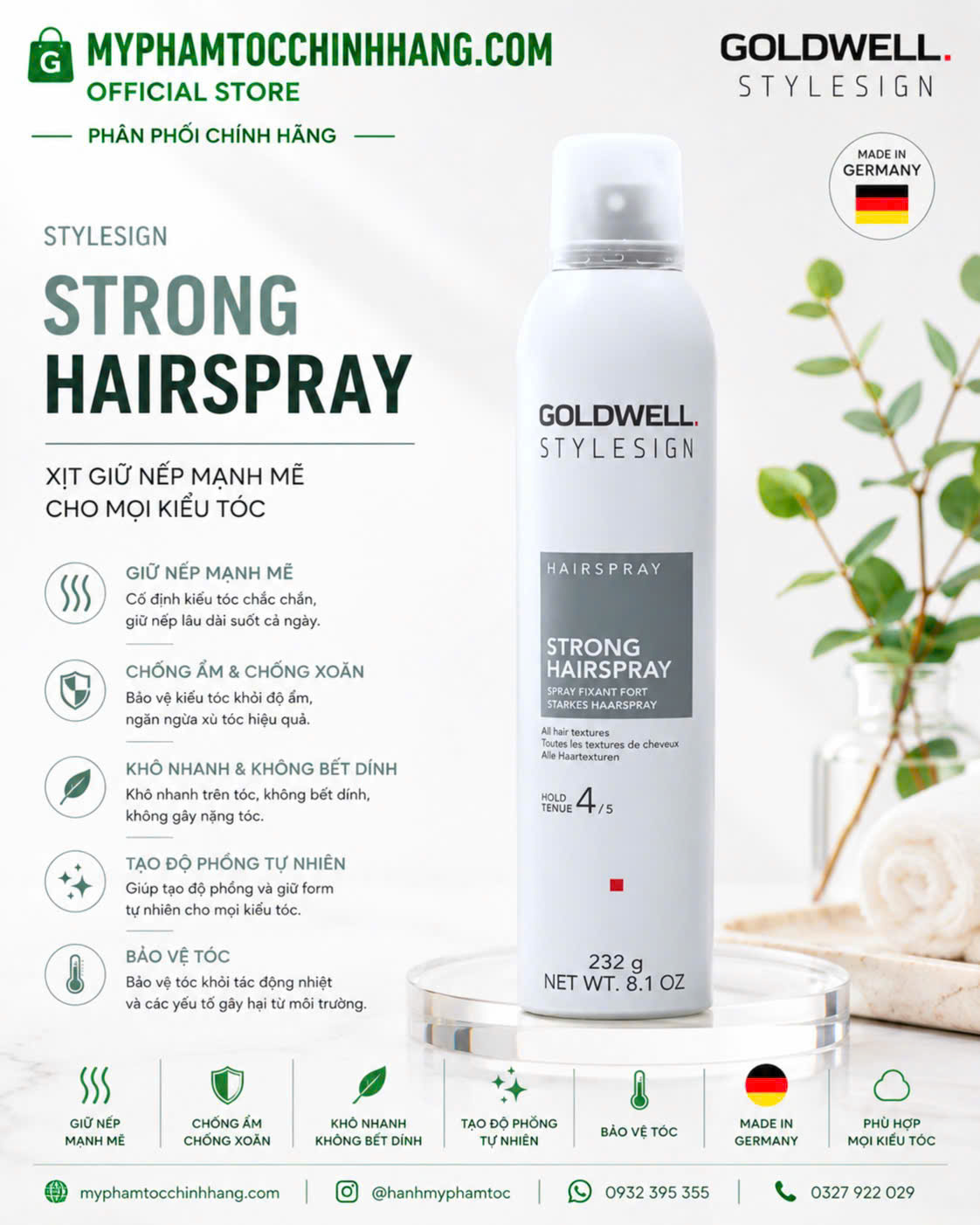 Gôm xịt siêu cứng Goldwell StyleSign Sprayer – Extra Strong Hairspray 300ml