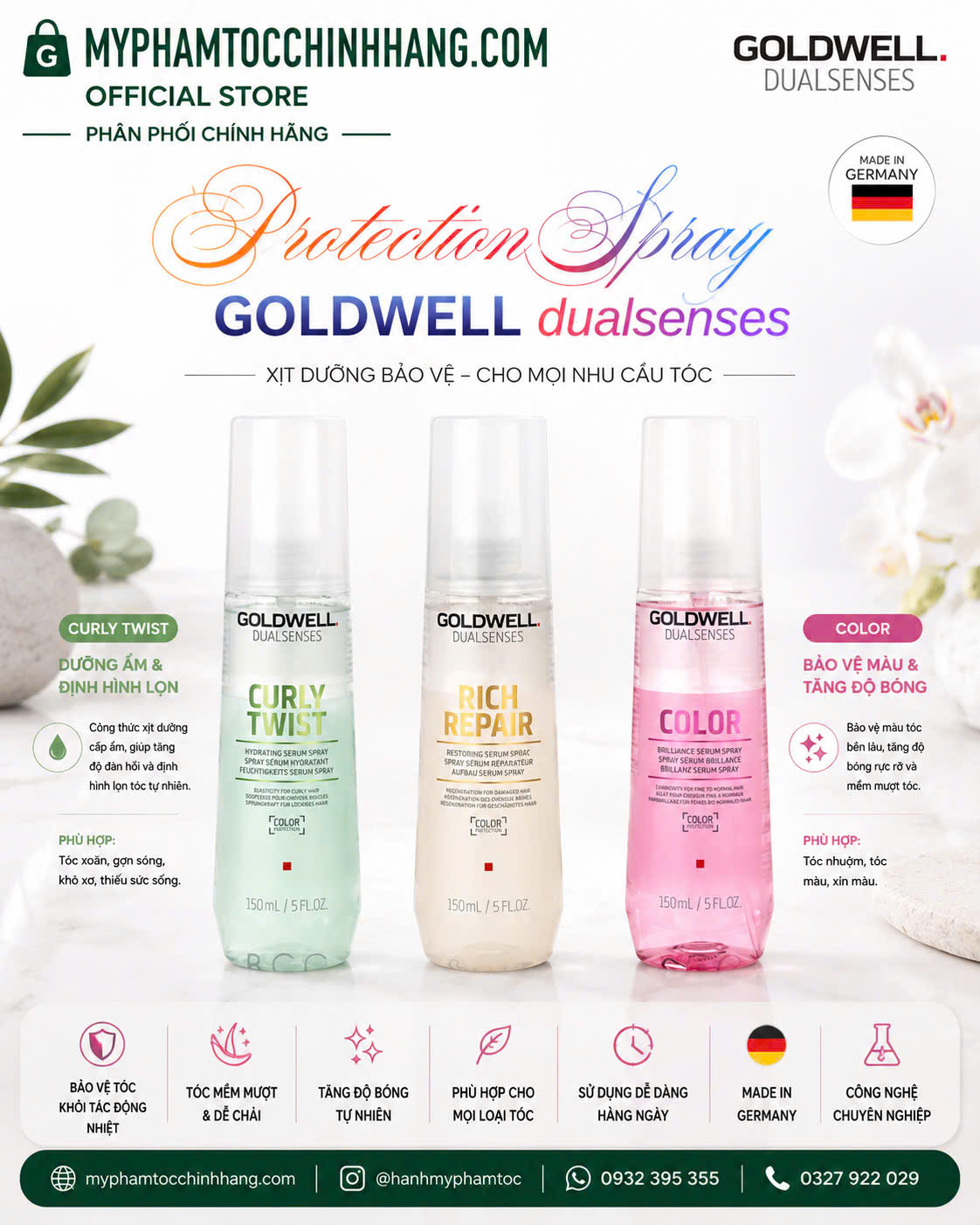 Xịt dưỡng tóc Goldwell Dualsenses Leave-In Serum Spray 150ml