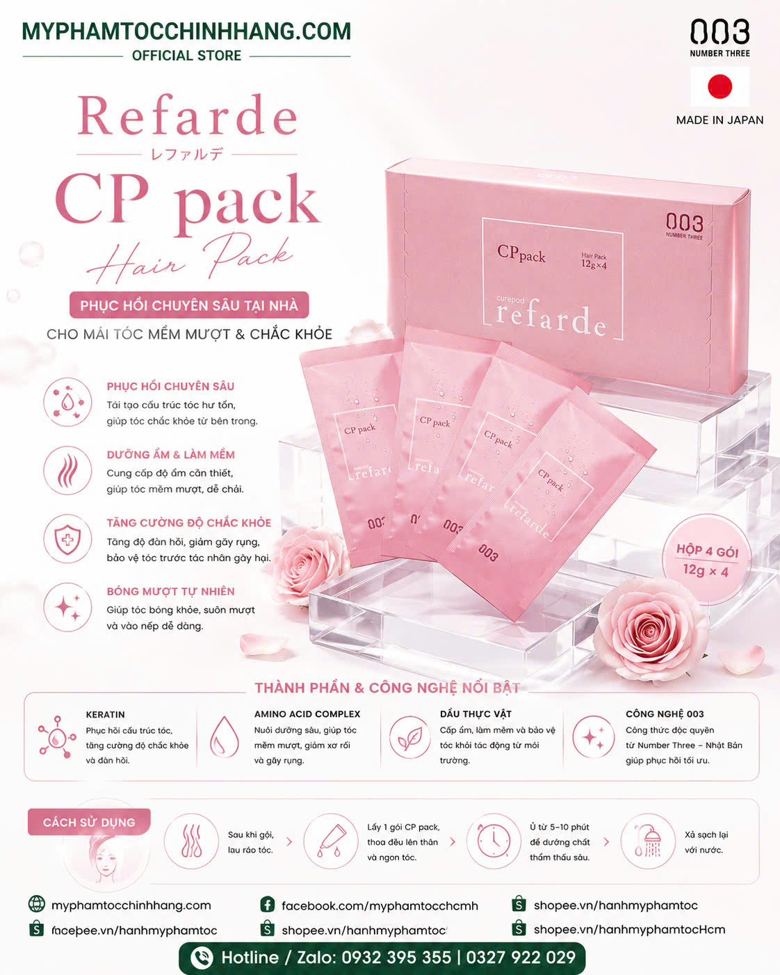 Kem hấp tại nhà 003 Refarde CP Pack Hộp 4 gói x 12g