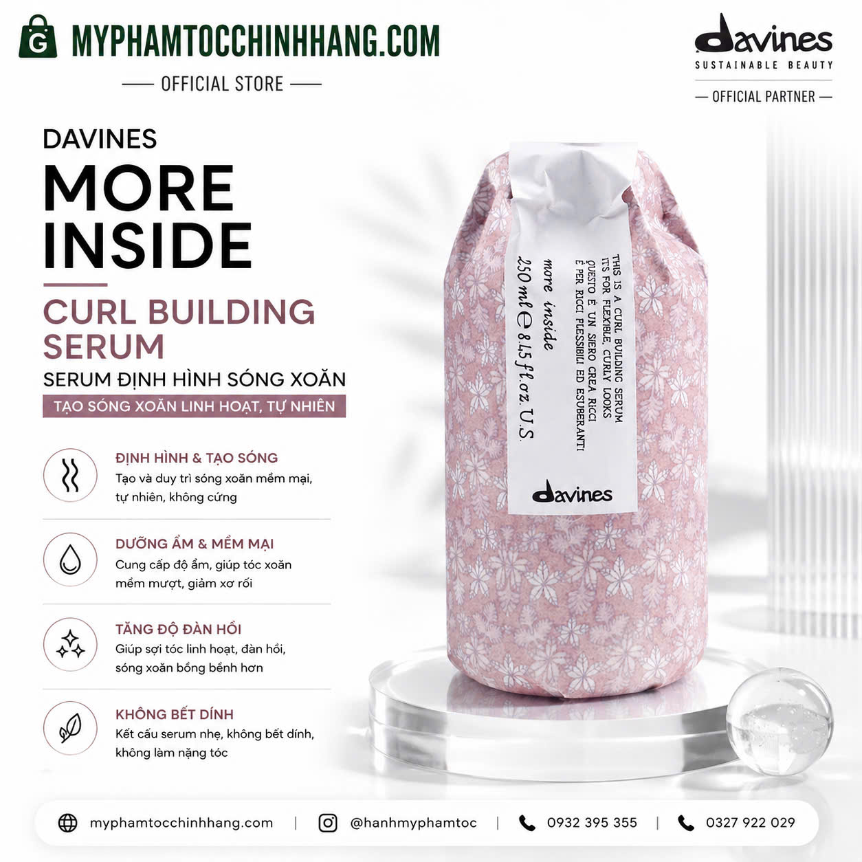 Tinh chất tạo sóng xoăn Davines Curl Building (Davines More Inside Curl Building Serum) 250ml