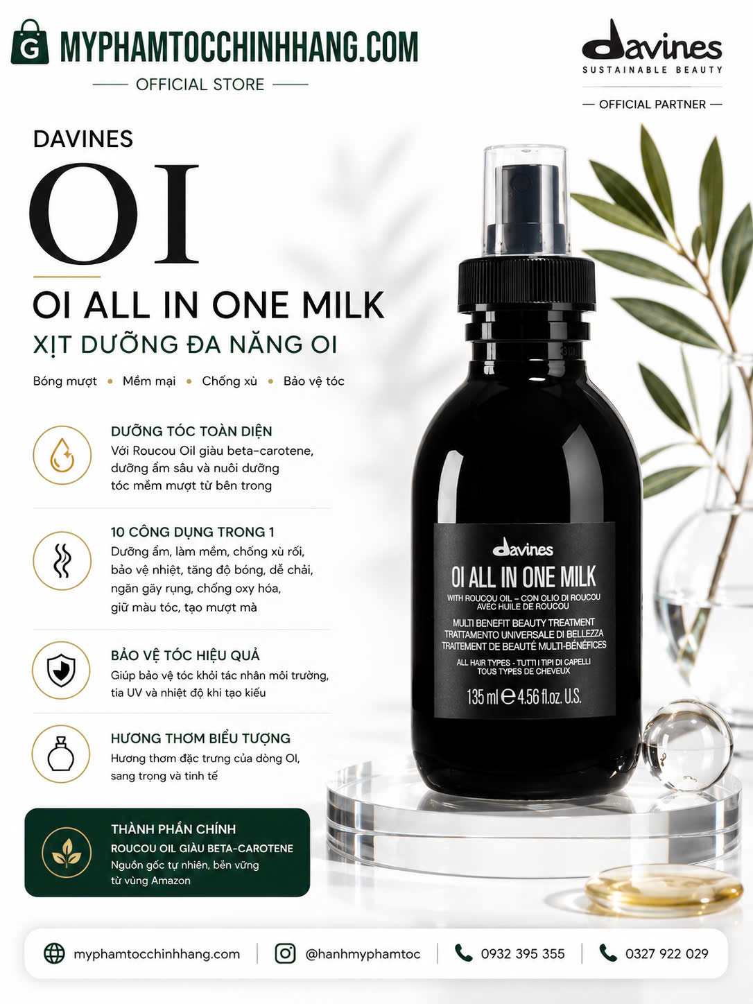 Sữa Dưỡng Tóc Davines OI All In One Milk 135ml