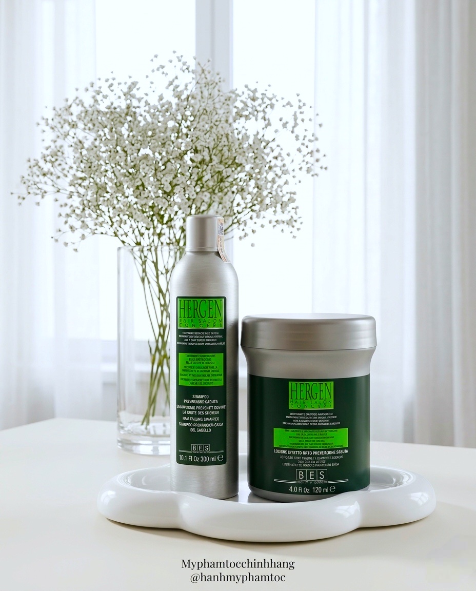 COMBO DẦU GỘI & HUYẾT THANH CHỐNG RỤNG KÍCH THÍCH MỌC TÓC BES HERGEN HAIR LOSS 12 ống