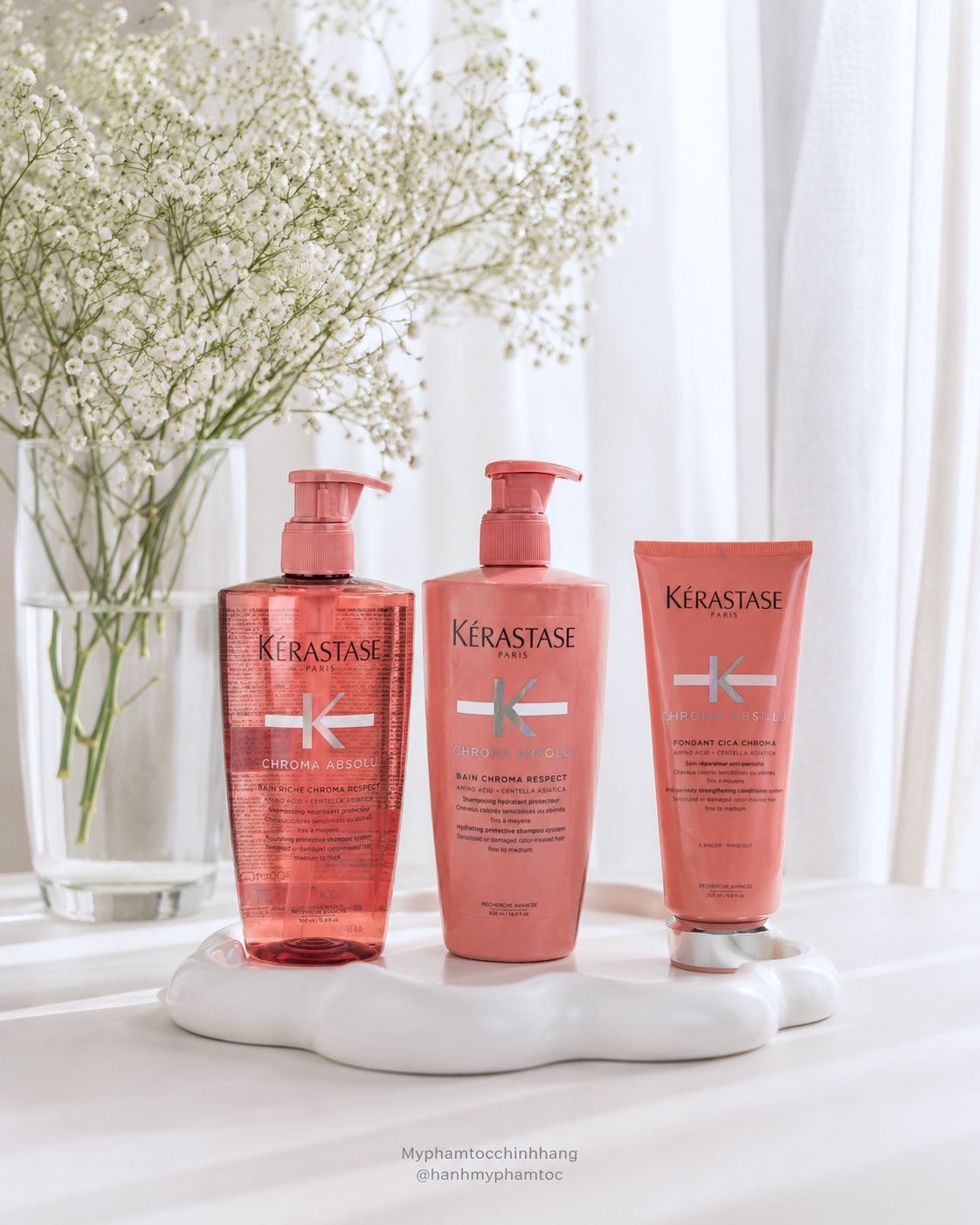 Dầu gội xả, măt nạ cho tóc nhuộm Kerastase Chroma Absolu Bain Riche Chroma Respect 250ml 200ml 1000ml